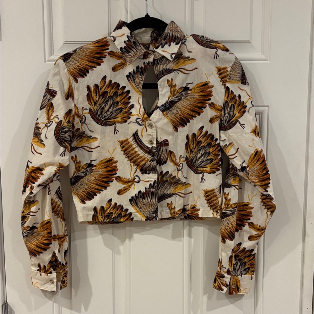 Roughrider vintage Stylish Feather Print shirt